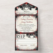 Invitation Tout En Un Coeur d'Halloween gothique foncé - Ensemble avec (À l'intérieur)