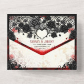 Invitation Tout En Un Coeur d'Halloween gothique foncé - Ensemble avec (Verso)