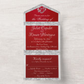Invitation Tout En Un Coeur romantique, ruban et Parties scintillant sur (À l'intérieur)