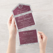 Invitation Tout En Un Coeur romantique, ruban & Parties scintillant sur (Déchirure)