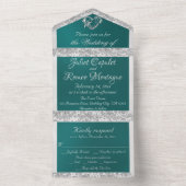 Invitation Tout En Un Coeur romantique, ruban & Parties scintillant sur  (À l'intérieur)