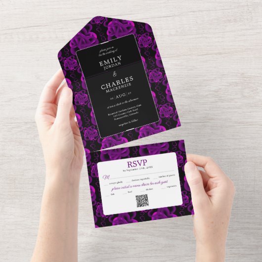 Invitation Tout En Un Coeurs abondants en un mariage Inviter (Déchirure)