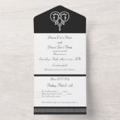 Invitation Tout En Un Coeurs célestes en noir (À l'intérieur)