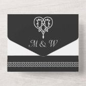 Invitation Tout En Un Coeurs célestes en noir (Verso)