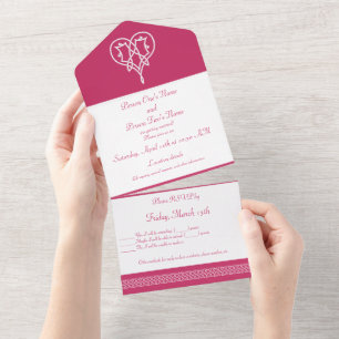 Invitation Tout En Un Coeurs de sevrage celtique en framboise