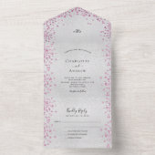 Invitation Tout En Un Coeurs rose argent mariage élégant (À l'intérieur)