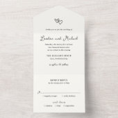 Invitation Tout En Un Coeurs tirés à la main Doodle Mariage moderne (À l'intérieur)