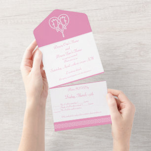 Invitation Tout En Un Cœurs Tissage Celtique en Rose Pétale
