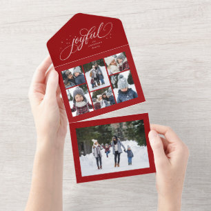 Invitation Tout En Un Collage joyeux élégant rouge Noël vacances Tout I