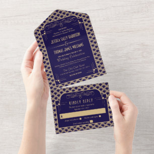 Invitation Tout En Un Collection de Mariages Art Déco Gatsby vintage des