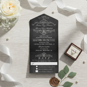 Invitation Tout En Un Collection de Mariages Ornate Chalkboard
