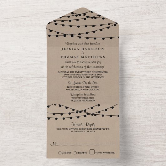 Invitation Tout En Un Collection de Mariages Rustic Kraft (À l'intérieur)