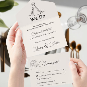 Invitation Tout En Un Collection de Silhouettes de Mariage Simple Modern