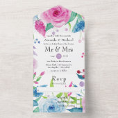 Invitation Tout En Un Combinaison couleur ultra violet Mariage floral to (À l'intérieur)
