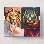 Invitation Tout En Un Conception géométrique des prismes de tête de lion (Verso)