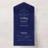 Invitation Tout En Un Confetti d'or | Mariage de la marine tout en un (À l'intérieur)