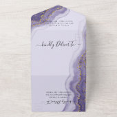 Invitation Tout En Un Confetti violet Mariage d'été tout en un (Dehors)