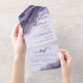 Invitation Tout En Un Confetti violet Mariage d'été tout en un (Déchirure)