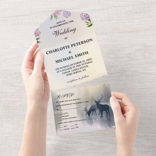 Invitation Tout En Un Conte de Fairytale Rustique Mariage forestier ench (Déchirure)