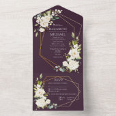 Invitation Tout En Un Copper Plum géométrique Blanc Élégant Mariage phot (À l'intérieur)