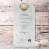 Coquillage côtier moderne Aqua Watercolor Code QR