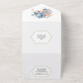 Invitation Tout En Un Corail bleu orange octopus aquarelle océan (Dehors)