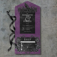 Corbeau noir gothique et Rose noir violet 3 dîners