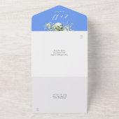 Invitation Tout En Un Cornflower Bleu Floral Verdure Monogramme Mariage (Dehors)