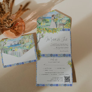Invitation Tout En Un Côte amalfitaine Carrelage méditerranéen Mariage
