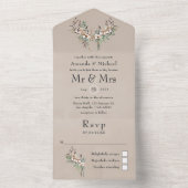 Invitation Tout En Un Coton de Boho et Mariage d'Eucalyptus (À l'intérieur)
