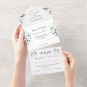 Invitation Tout En Un Coton d'Eucalyptus | Blanc moderne v2 (Déchirure)