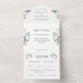 Invitation Tout En Un Coton d'Eucalyptus | Blanc moderne v2 (À l'intérieur)
