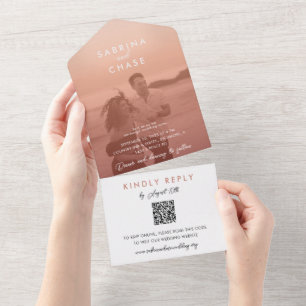 Invitation Tout En Un Couleur Découpe Moderne Mariage Photo Design