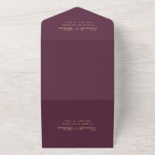Invitation Tout En Un Couleur vin mariage Golden Elegant Script RSVP (Dehors)