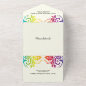 Invitation Tout En Un Couleurs arc-en-ciel damask gay, mariage lesbien (Dehors)
