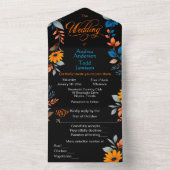 Invitation Tout En Un Couleurs modernes contrastées contre mariage noir (À l'intérieur)