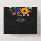 Invitation Tout En Un Couleurs modernes contrastées contre mariage noir (Verso)