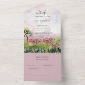 Invitation Tout En Un Country Meadow Dusty Rose Mariage aquarelle (À l'intérieur)