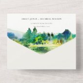 Invitation Tout En Un Country Mountains River Landcape Mariage QR Code (Verso)