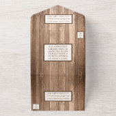 Invitation Tout En Un Country Rustic Horseshoe & Brown Wood Mariage (Dehors)