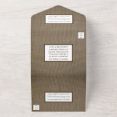 Invitation Tout En Un Country Rustic Monogramme Branche & Mariage Burlap (Dehors)