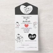 Invitation Tout En Un Couple mariage | Réponse Et Mariage RSVP (À l'intérieur)