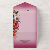 Invitation Tout En Un Couronne de fleurs moderne rose fuchsia boho Code (Dehors)