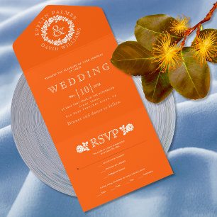 Invitation Tout En Un Couronne de roses blanches vintage mariage vibrant