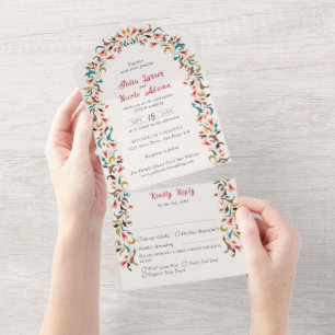 Invitation Tout En Un Couronne florale romantique élégante moderne de ma