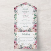 Invitation Tout En Un Couronnes florales bohèmes roses pour dîner (À l'intérieur)