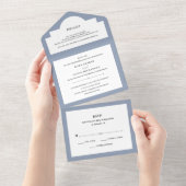 Invitation Tout En Un Couture élégante | Dusty Blue Mariage (Déchirure)