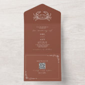 Invitation Tout En Un Crab Rustic Beach Wedding Terracotta QR (À l'intérieur)