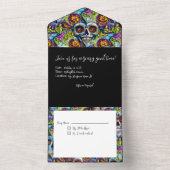 Invitation Tout En Un Crânes de Sucre (À l'intérieur)