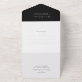 Invitation Tout En Un Cravate noire simple Mariage de script blanc (Dehors)